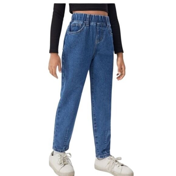 Elastic Waist Womens Denim Jeans Size 30L Relaxed Fit Blue - Picture 1 of 9